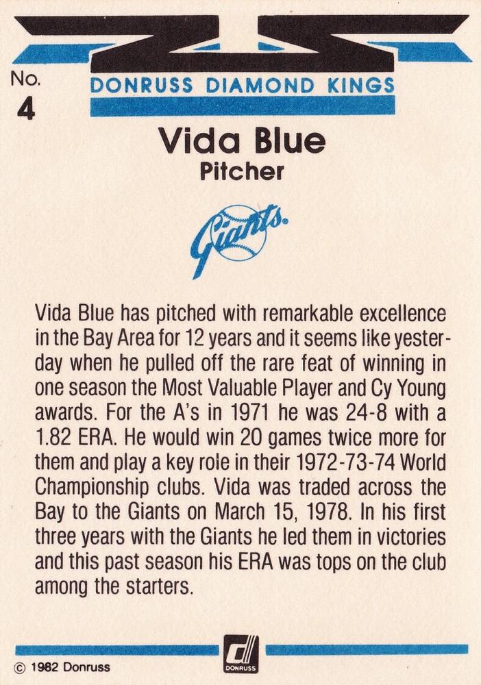 Vida Blue  baseball card collectible - Main Image 2