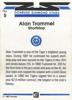 Alan Trammel  baseball card collectible - Main Image 2