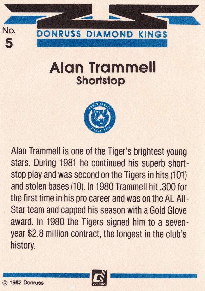 Alan Trammell  baseball card collectible - Main Image 2