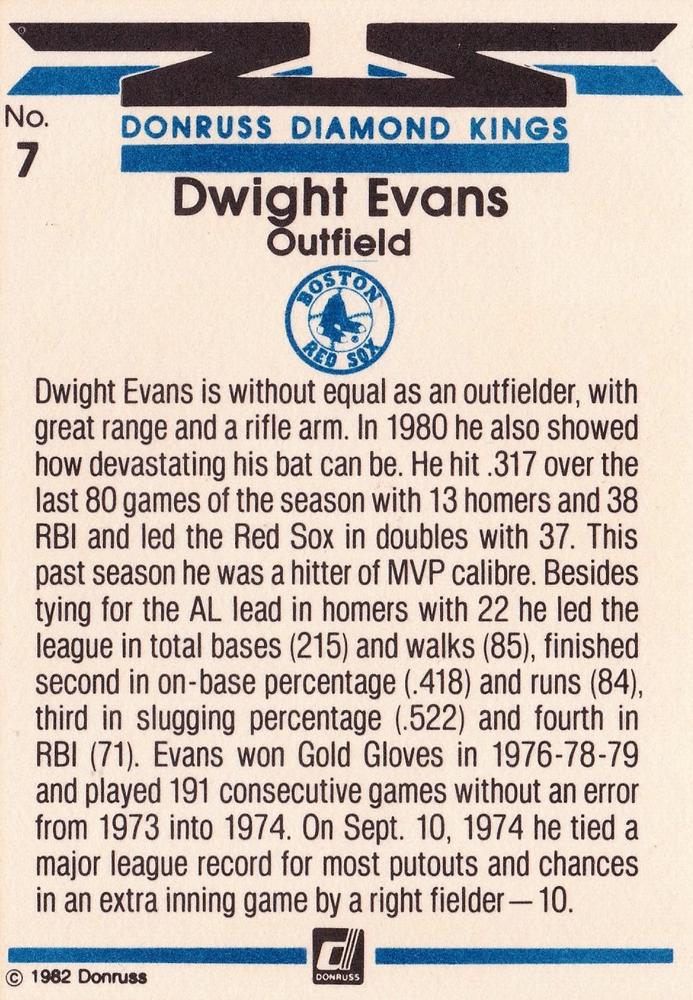 Dwight Evans  baseball card collectible - Main Image 2