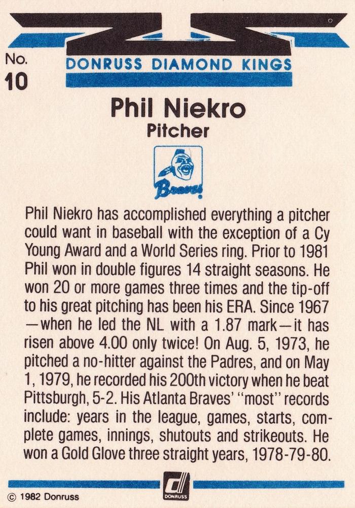 Phil Niekro  baseball card collectible - Main Image 2