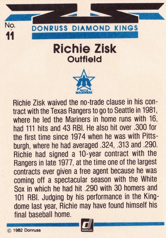 Richie Zisk  baseball card collectible - Main Image 2