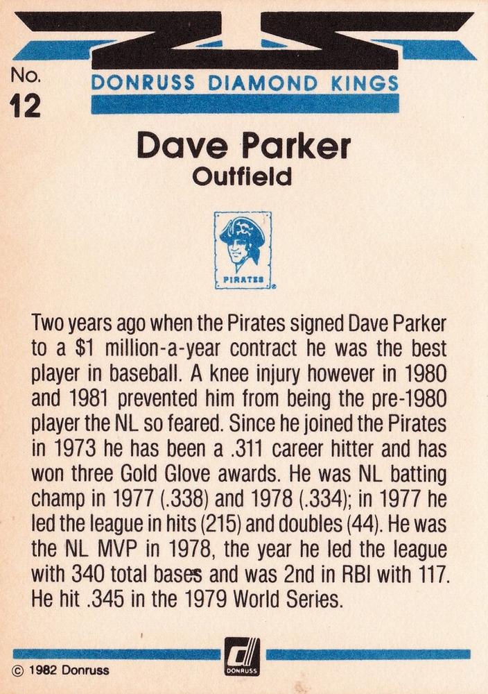 Dave Parker  baseball card collectible - Main Image 2