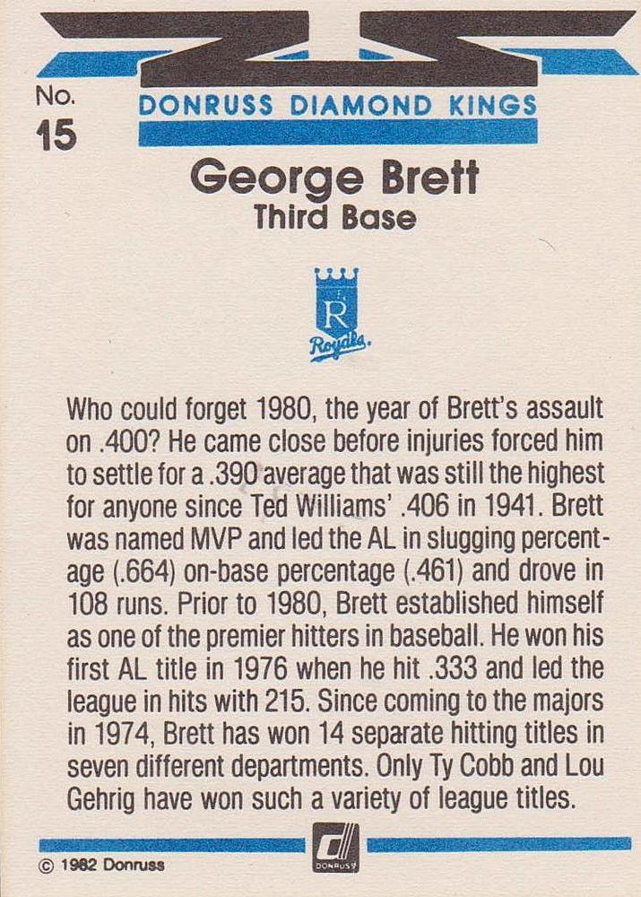 George Brett  baseball card collectible - Main Image 2
