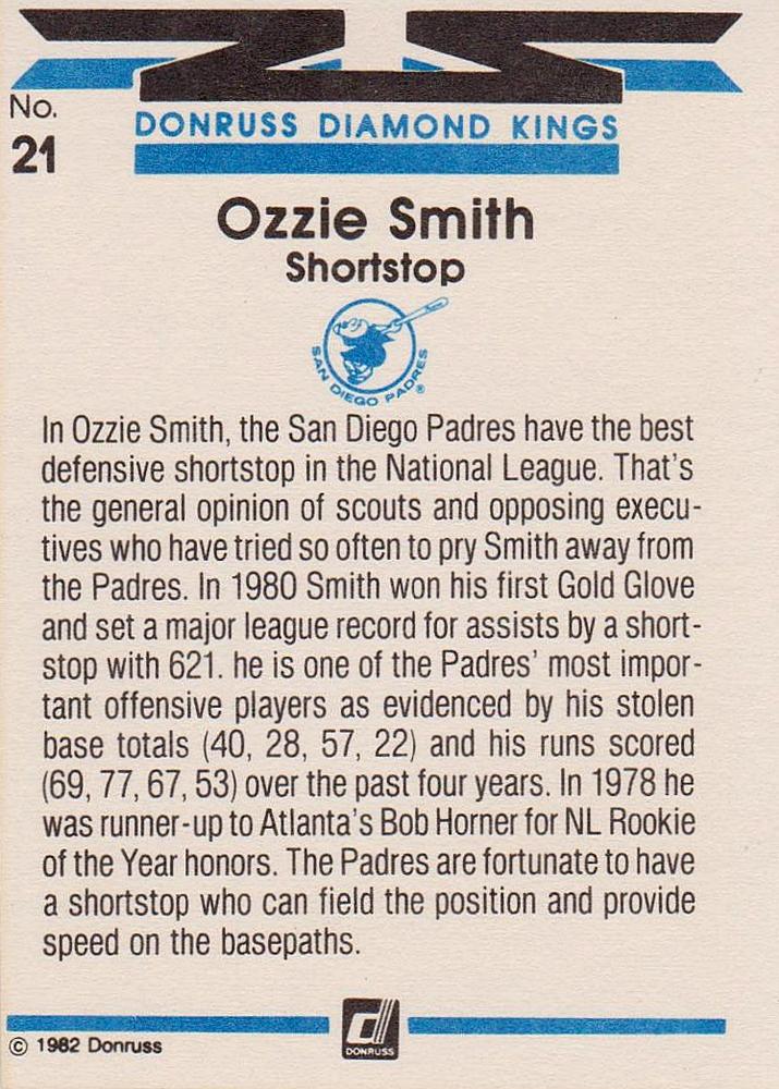 Ozzie Smith  baseball card collectible - Main Image 2
