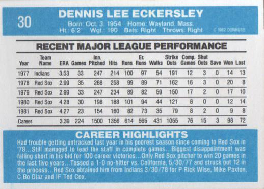 Dennis Eckersley  baseball card collectible - Main Image 2