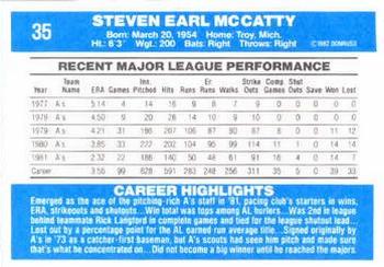 Steve McCatty  baseball card collectible - Main Image 2