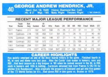 George Hendrick  baseball card collectible - Main Image 2