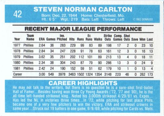 Steve Carlton  baseball card collectible - Main Image 2