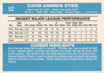 Dave Stieb  baseball card collectible - Main Image 2