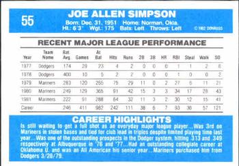Joe Simpson  baseball card collectible - Main Image 2