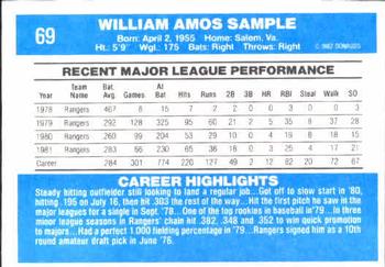 Billy Sample  baseball card collectible - Main Image 2