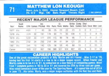 Matt Keough  baseball card collectible - Main Image 2