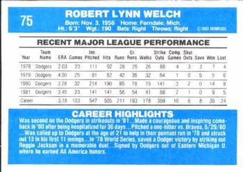 Bob Welch  baseball card collectible - Main Image 2