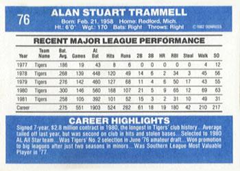 Alan Trammel  baseball card collectible - Main Image 2