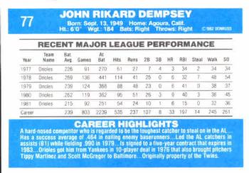 Rick Dempsey  baseball card collectible - Main Image 2