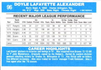 Doyle Alexander  baseball card collectible - Main Image 2