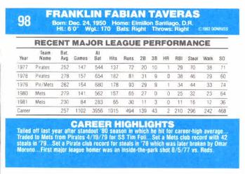 Frank Taveras  baseball card collectible - Main Image 2