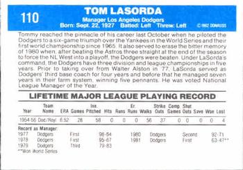 Tom Lasorda  baseball card collectible - Main Image 2