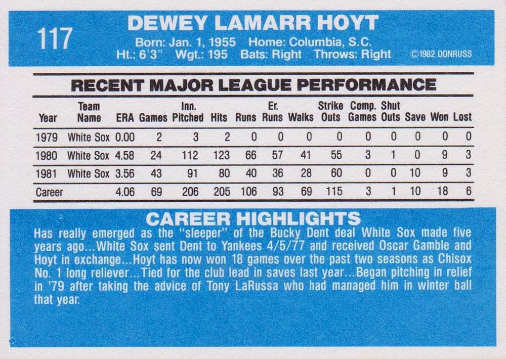 LaMarr Hoyt  baseball card collectible - Main Image 2