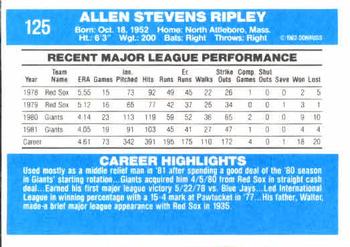 Allen Ripley  baseball card collectible - Main Image 2