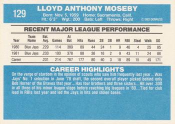 Lloyd Moseby  baseball card collectible - Main Image 2