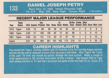 Dan Petry  baseball card collectible - Main Image 2