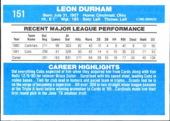 Leon Durham  baseball card collectible - Main Image 2