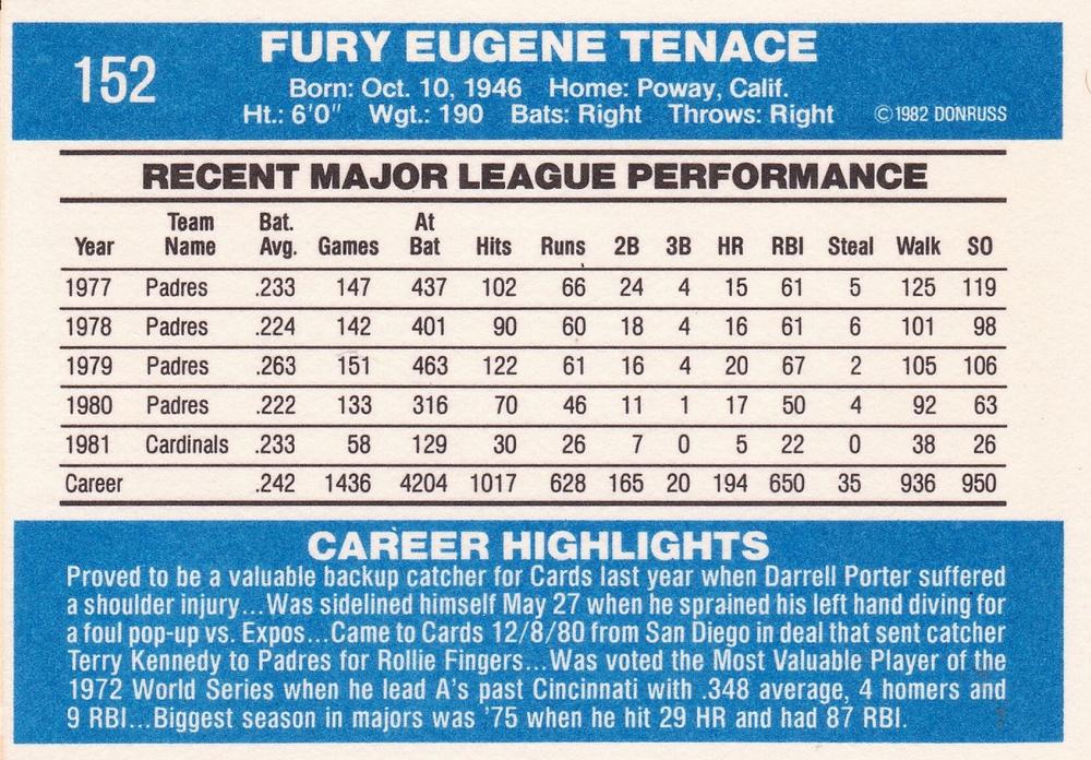 Gene Tenace  baseball card collectible - Main Image 2