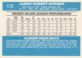 Bob Horner  baseball card collectible - Main Image 2