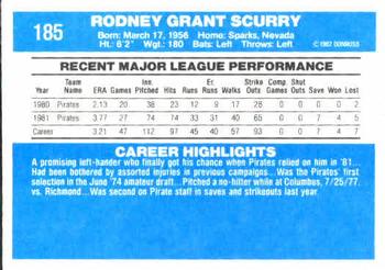 Rod Scurry  baseball card collectible - Main Image 2
