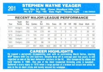 Steve Yeager  baseball card collectible - Main Image 2