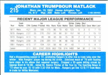 Jon Matlack  baseball card collectible - Main Image 2