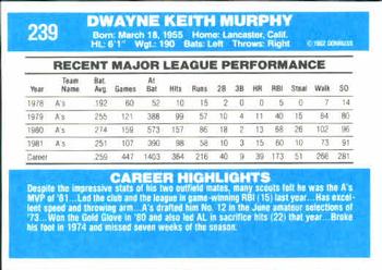 Dwayne Murphy  baseball card collectible - Main Image 2
