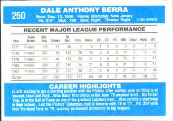 Dale Berra  baseball card collectible - Main Image 2
