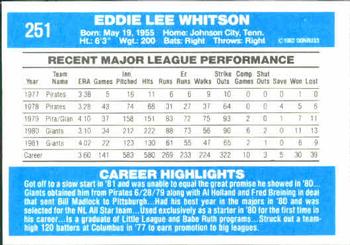 Ed Whitson  baseball card collectible - Main Image 2