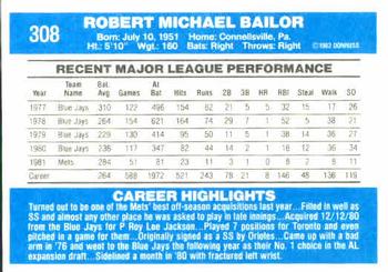 Bob Bailor  baseball card collectible - Main Image 2