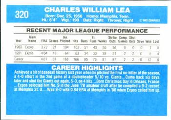 Charlie Lea  baseball card collectible - Main Image 2