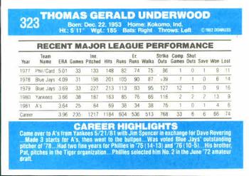 Tom Underwood  baseball card collectible - Main Image 2