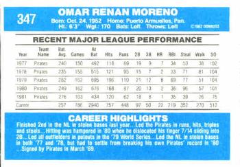Omar Moreno  baseball card collectible - Main Image 2