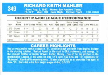Rick Mahler  baseball card collectible - Main Image 2