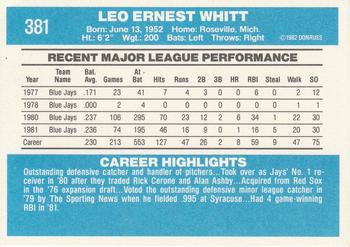 Ernie Whitt  baseball card collectible - Main Image 2