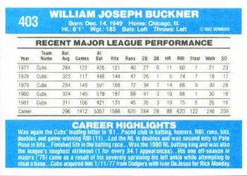 Bill Buckner  baseball card collectible - Main Image 2