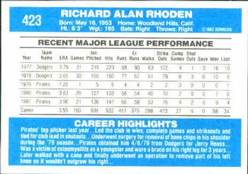 Rick Rhoden  baseball card collectible - Main Image 2