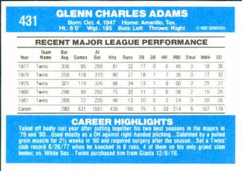 Glenn Adams  baseball card collectible - Main Image 2