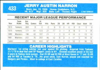 Jerry Narron  baseball card collectible - Main Image 2