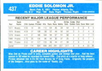 Eddie Solomon  baseball card collectible - Main Image 2