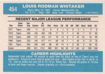 Lou Whitaker  baseball card collectible - Main Image 2