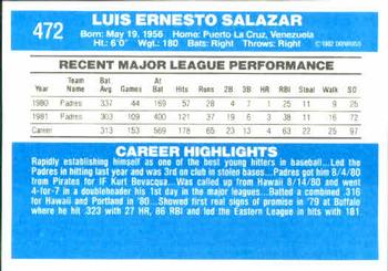 Luis Salazar  baseball card collectible - Main Image 2