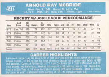 Bake McBride  baseball card collectible - Main Image 2